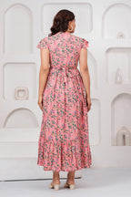 Blush Garden Peach Floral Printed Maternity kurta