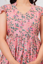 Blush Garden Peach Floral Printed Maternity kurta