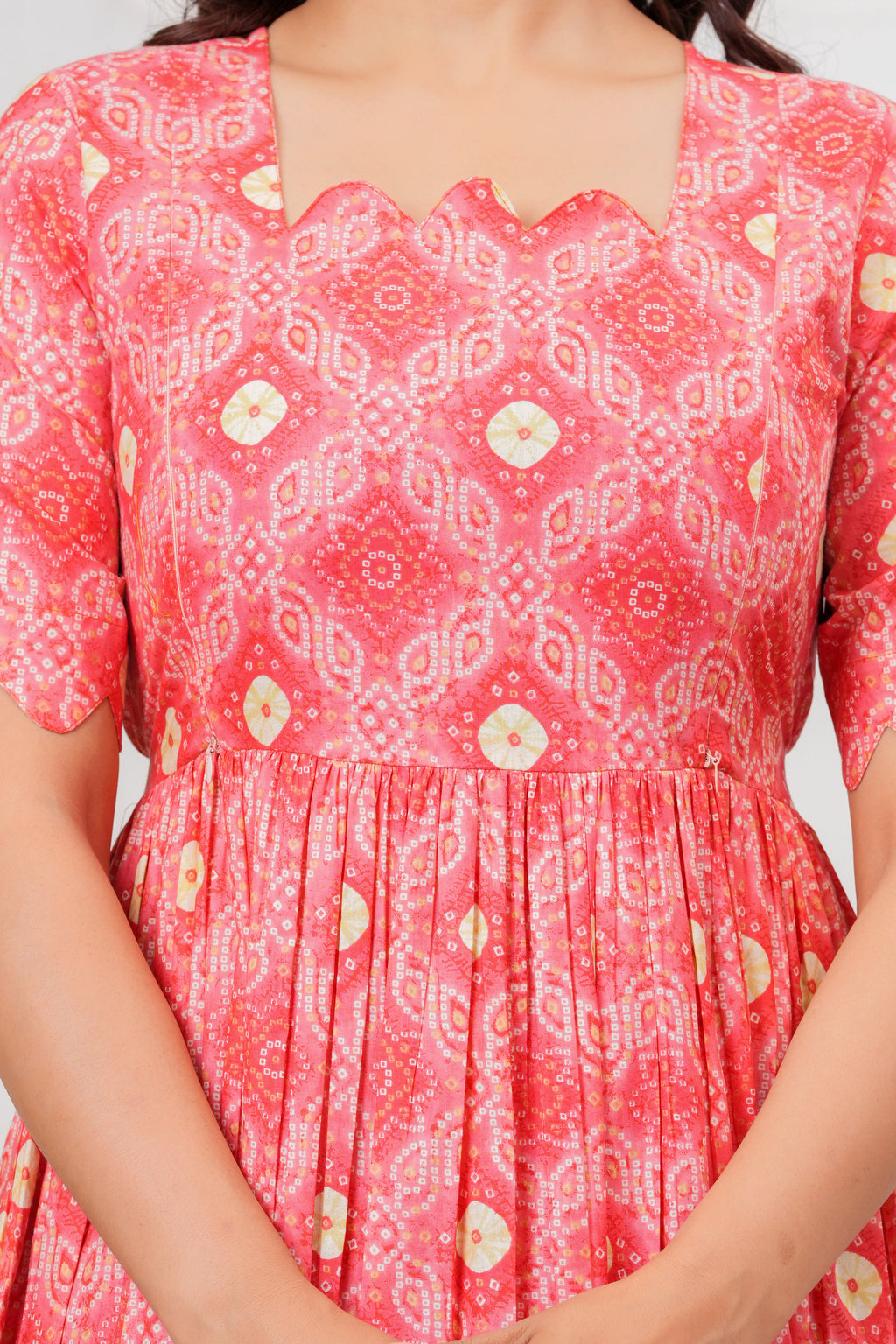 Coral Charm Pink Floral Tiered Printed Maternity Kurta