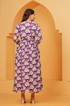 Royal Blossom Purple Floral Printed Maternity kurta