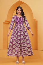 Royal Blossom Purple Floral Printed Maternity kurta