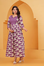 Royal Blossom Purple Floral Printed Maternity kurta