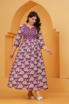 Royal Blossom Purple Floral Printed Maternity kurta