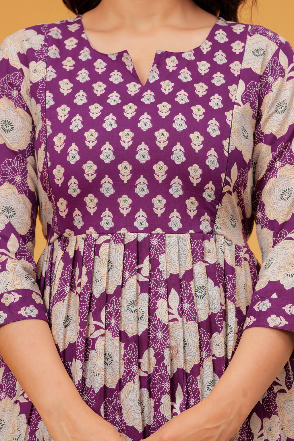 Royal Blossom Purple Floral Printed Maternity kurta