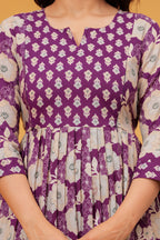 Royal Blossom Purple Floral Printed Maternity kurta