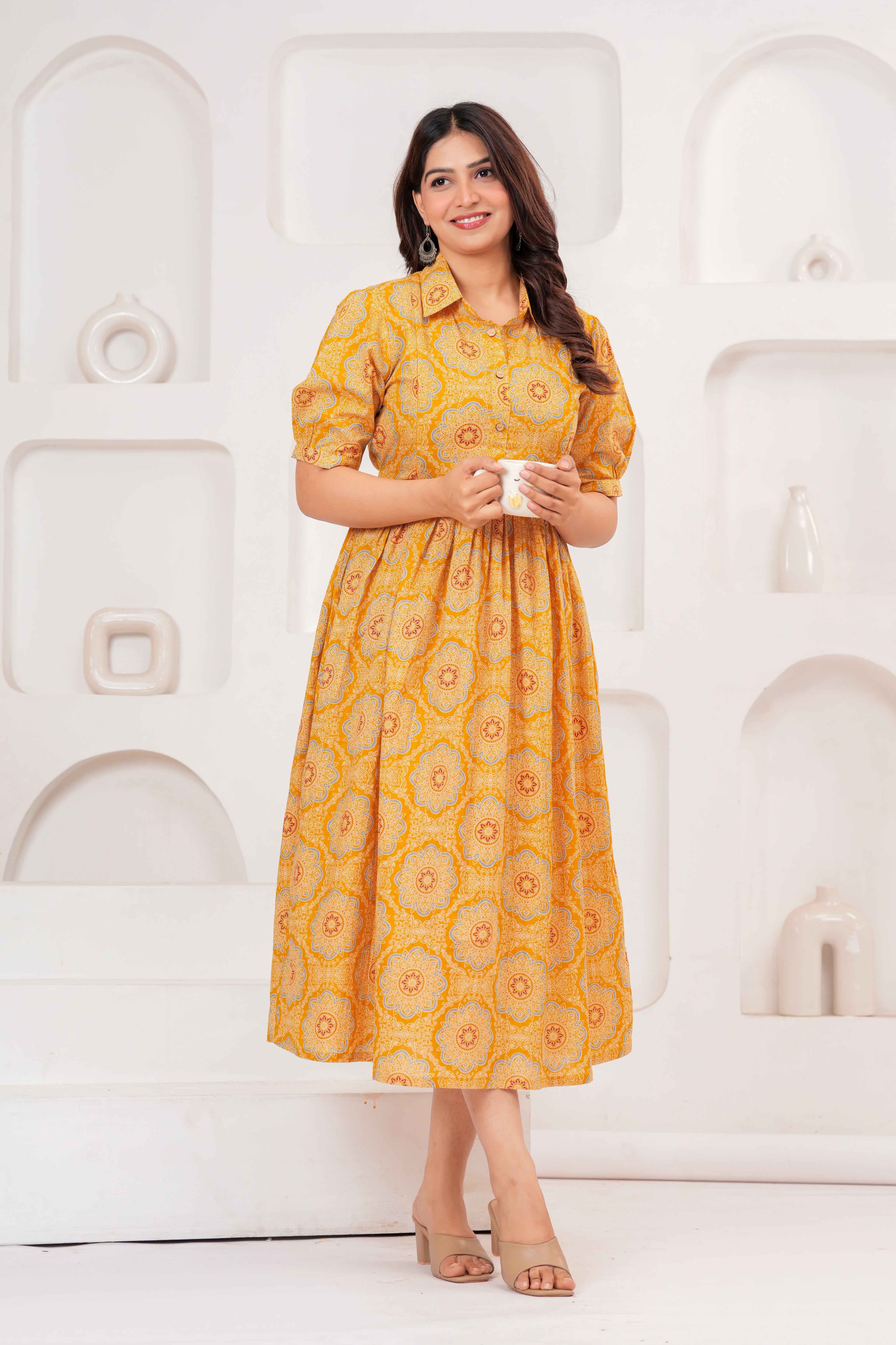 Sunshine Bloom  Elegant Floral Printed Maternity Kurta