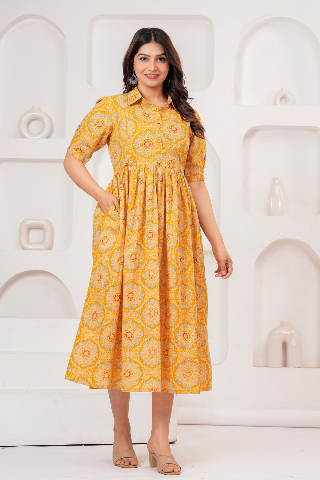 Sunshine Bloom  Elegant Floral Printed Maternity Kurta