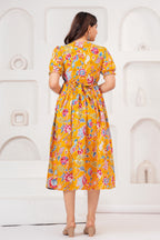 Mustard Yellow Pure Cotton Maternity Kurta