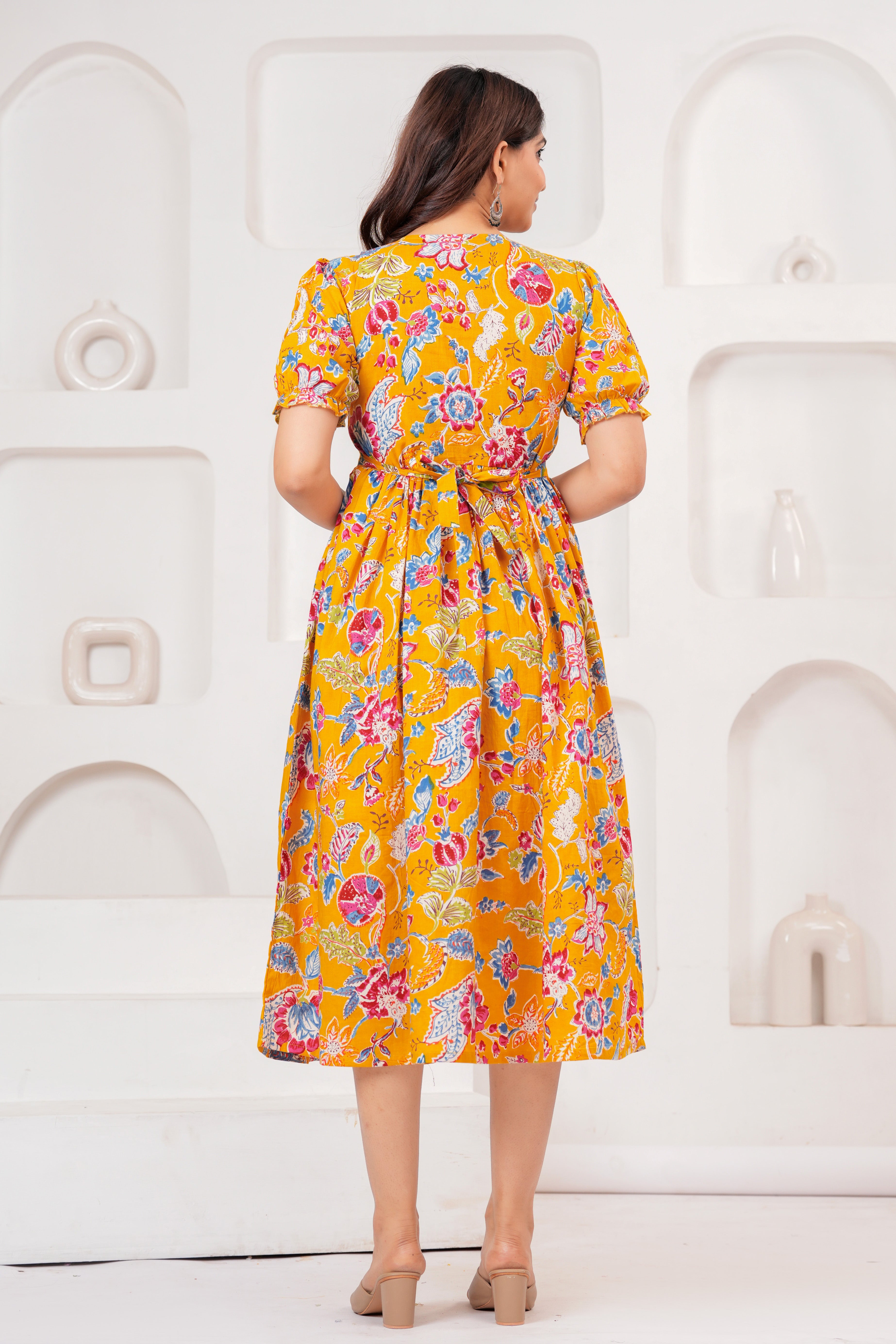 Mustard Yellow Pure Cotton Maternity Kurta
