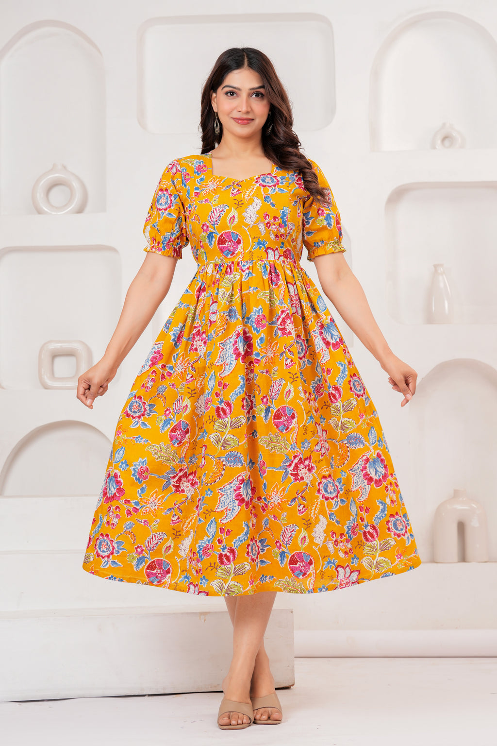 Mustard Yellow Pure Cotton Maternity Kurta