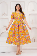 Mustard Yellow Pure Cotton Maternity Kurta