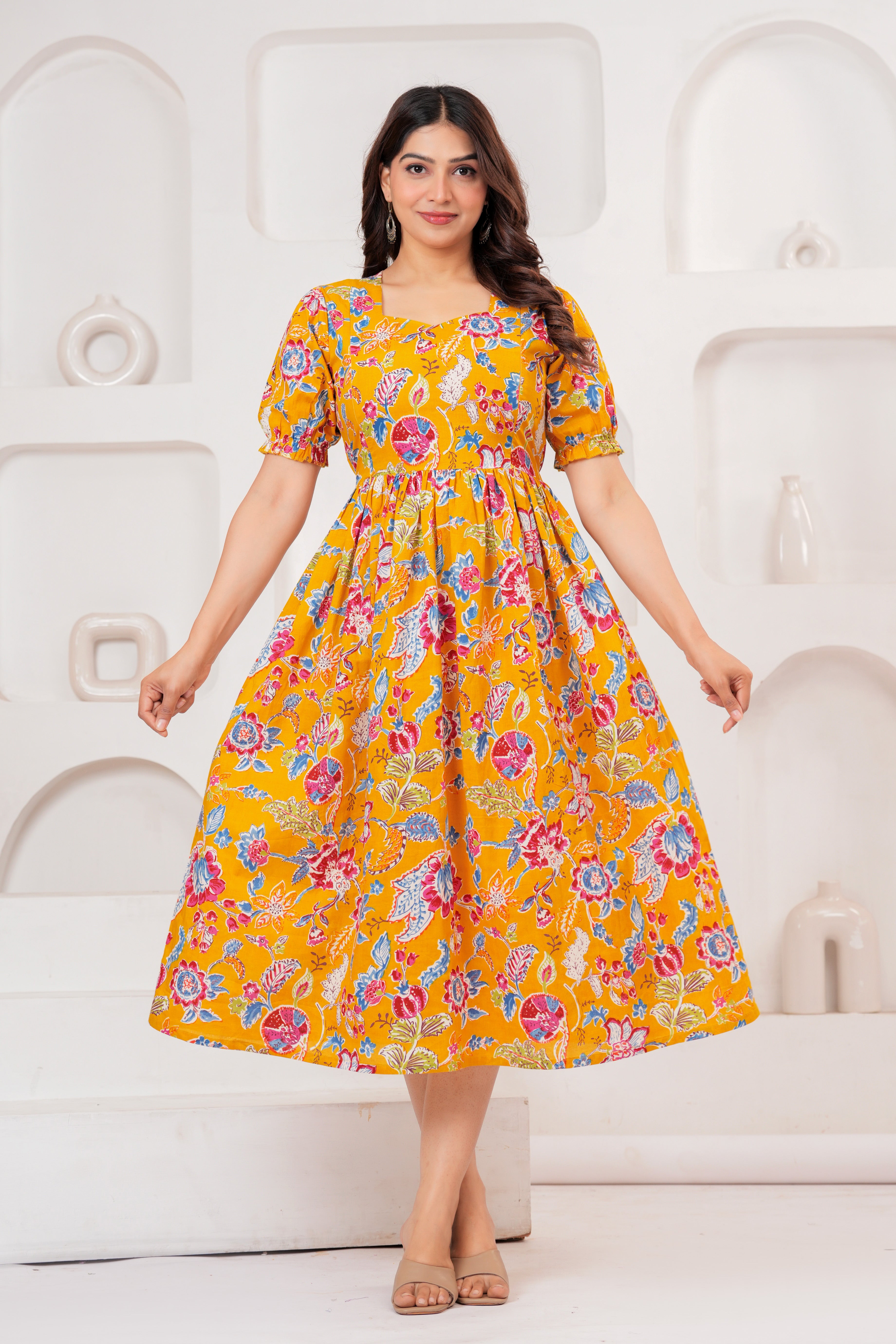 Mustard Yellow Pure Cotton Maternity Kurta