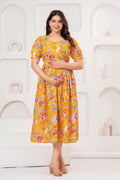 Mustard Yellow Pure Cotton Maternity Kurta
