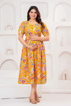 Mustard Yellow Pure Cotton Maternity Kurta