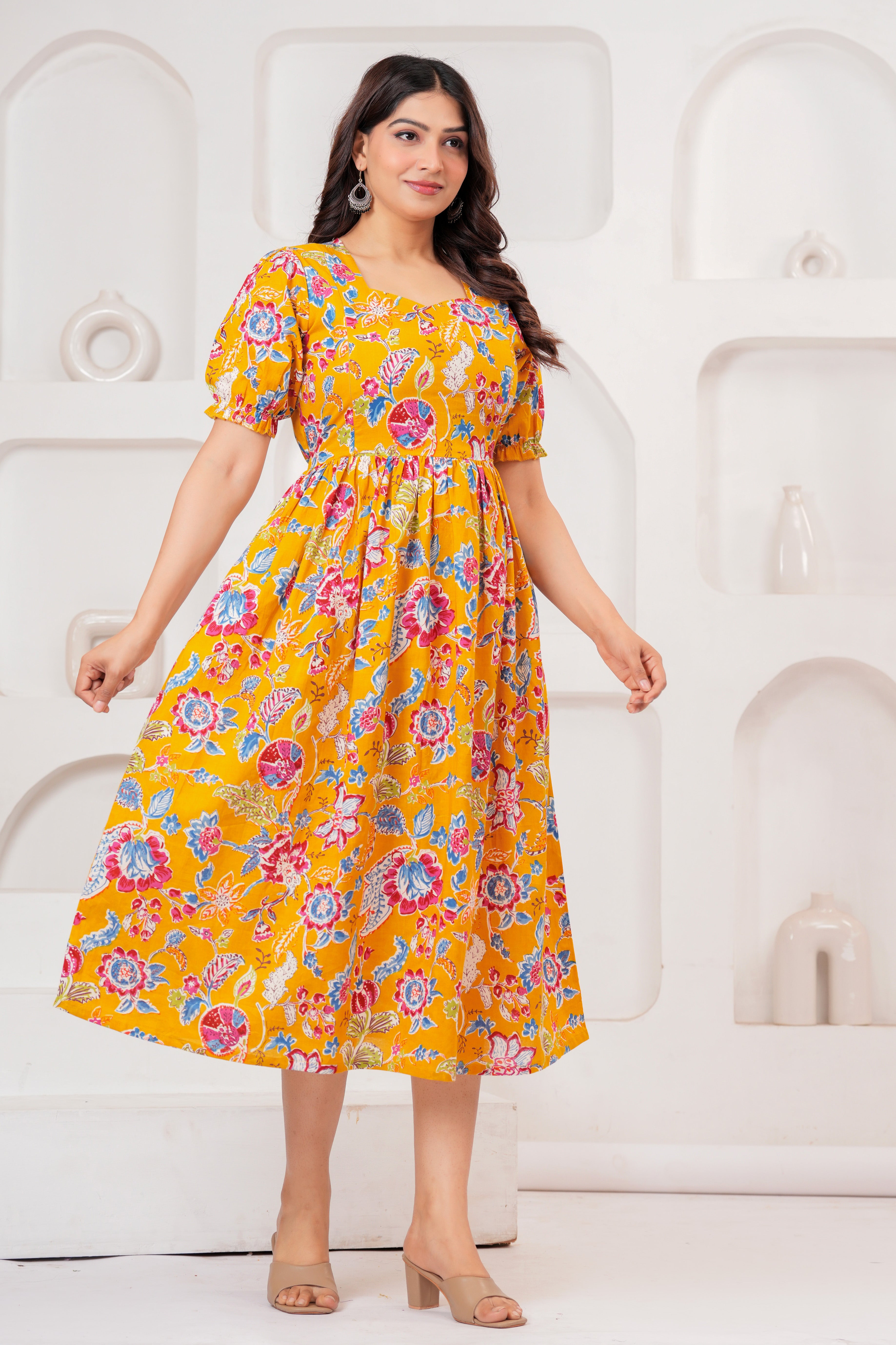 Mustard Yellow Pure Cotton Maternity Kurta