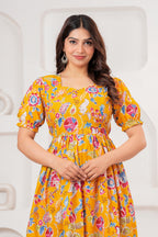 Mustard Yellow Pure Cotton Maternity Kurta