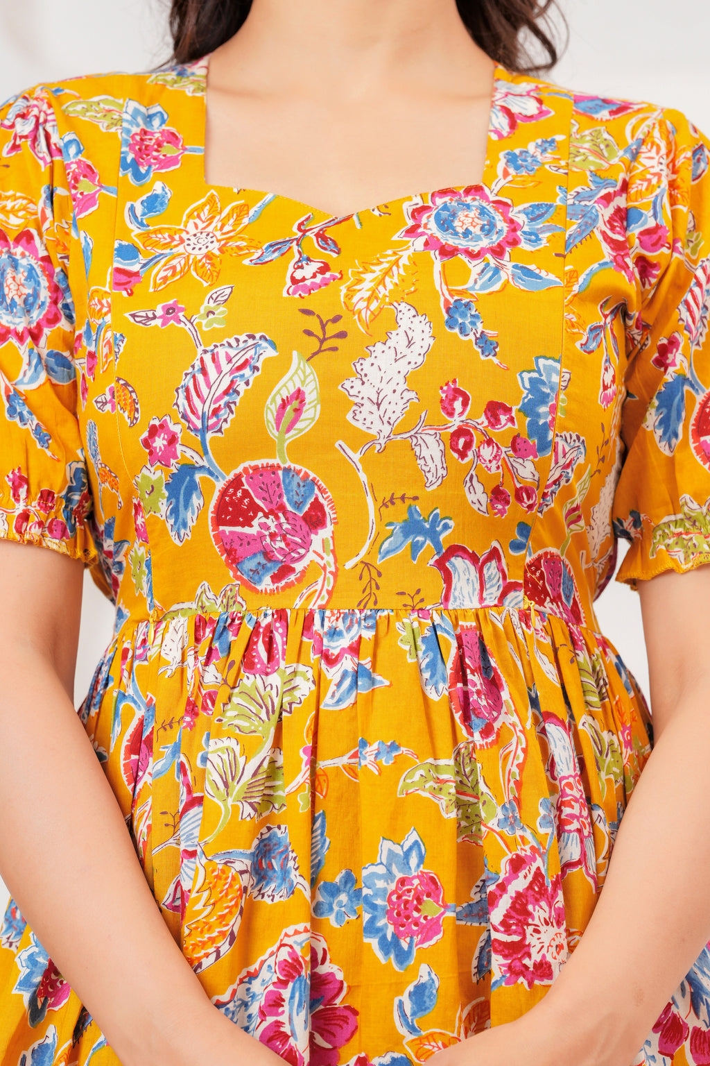 Mustard Yellow Pure Cotton Maternity Kurta