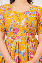 Mustard Yellow Pure Cotton Maternity Kurta