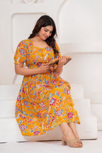 Mustard Yellow Pure Cotton Maternity Kurta