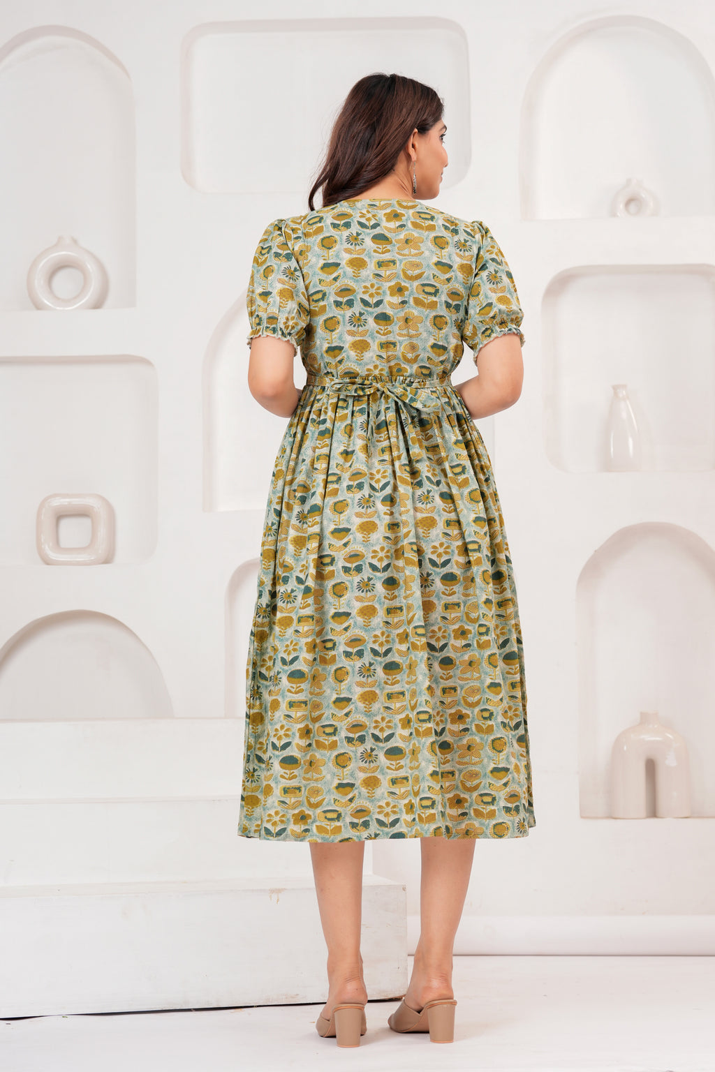Sage Green Bloom Elegant Floral Printed Maternity Kurta