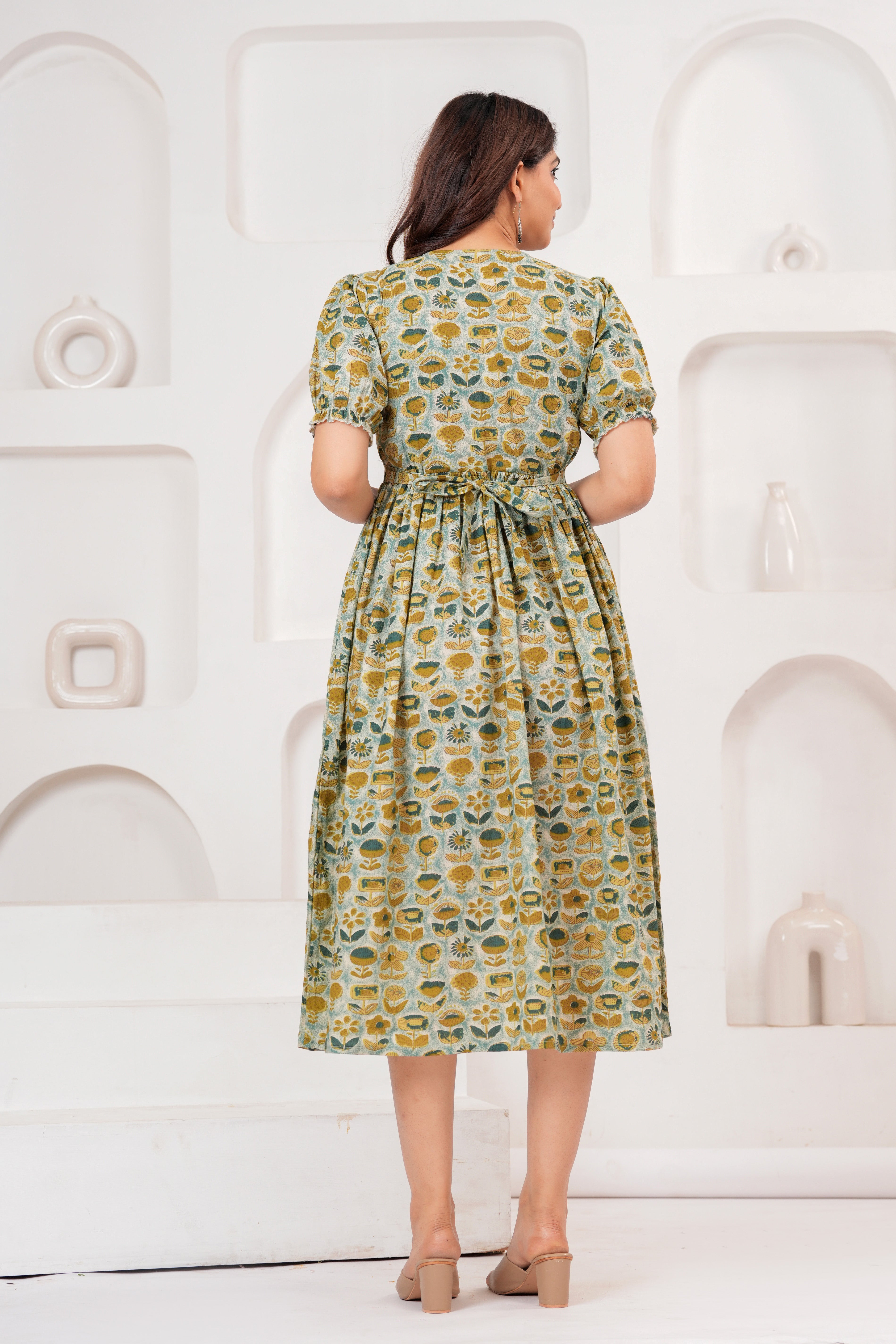 Sage Green Bloom Elegant Floral Printed Maternity Kurta