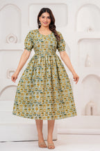 Sage Green Bloom Elegant Floral Printed Maternity Kurta