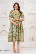 Sage Green Bloom Elegant Floral Printed Maternity Kurta