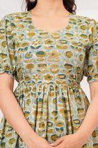 Sage Green Bloom Elegant Floral Printed Maternity Kurta