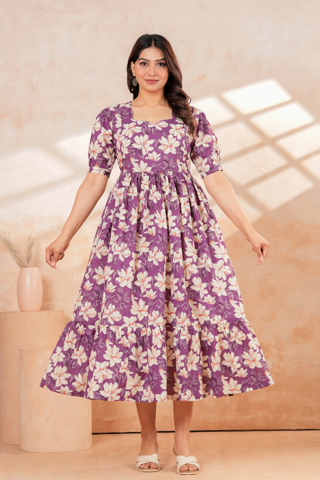 Lavender Blossom Floral Printed Maternity Kurta