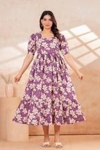 Lavender Blossom Floral Printed Maternity Kurta