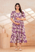 Lavender Blossom Floral Printed Maternity Kurta