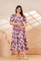 Lavender Blossom Floral Printed Maternity Kurta