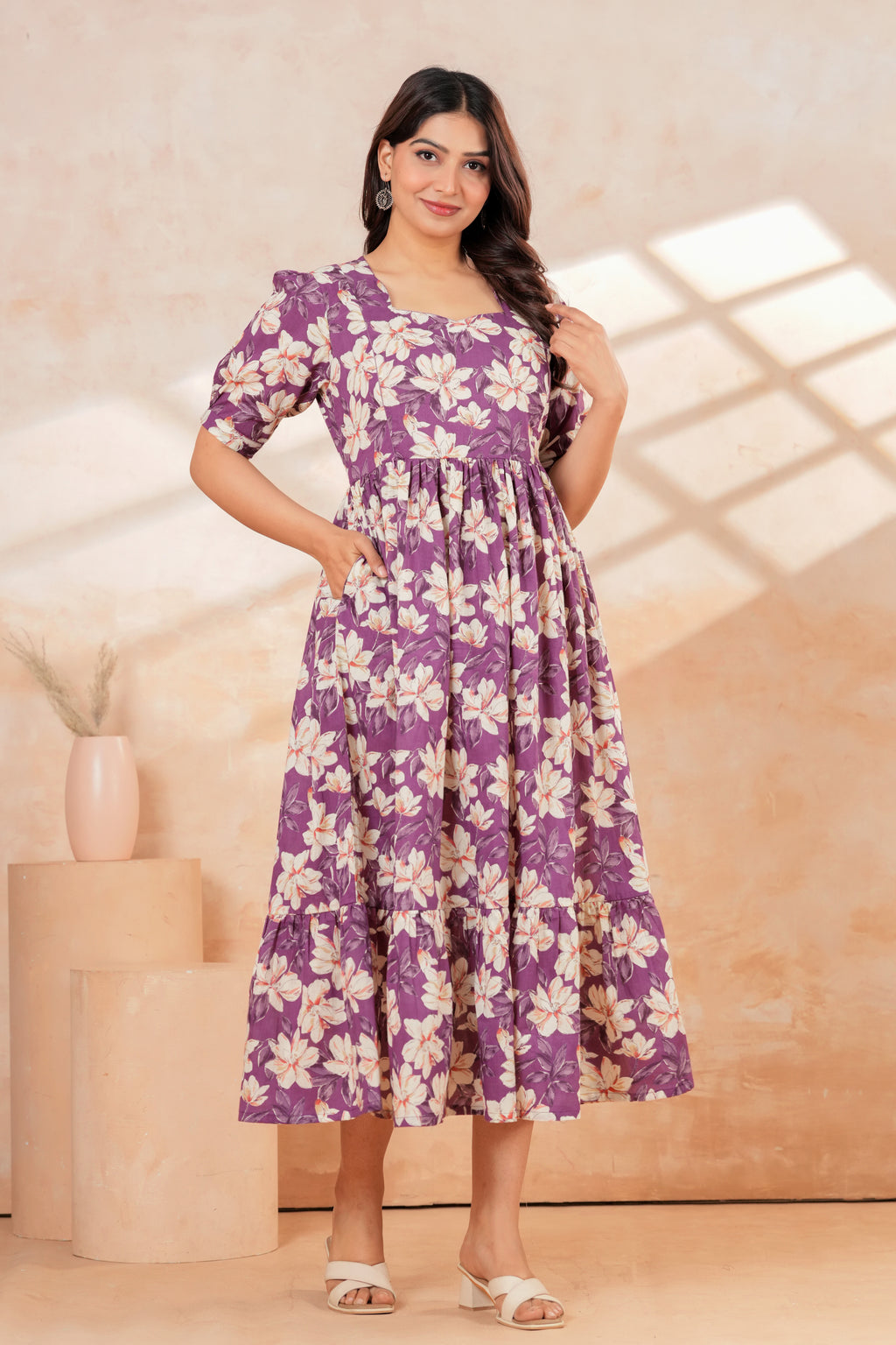 Lavender Blossom Floral Printed Maternity Kurta