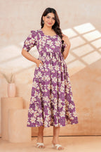 Lavender Blossom Floral Printed Maternity Kurta