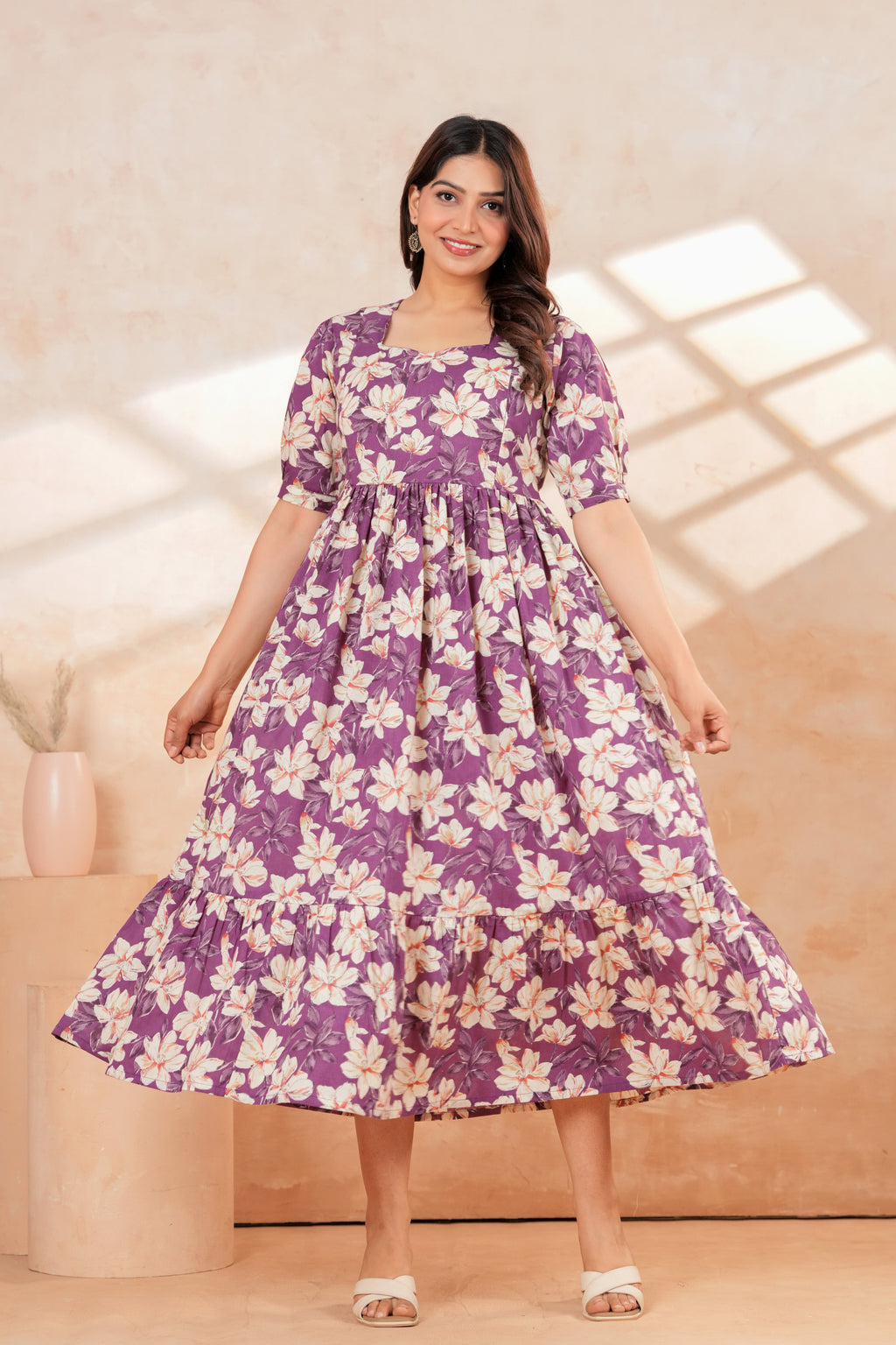 Lavender Blossom Floral Printed Maternity Kurta