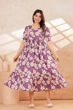 Lavender Blossom Floral Printed Maternity Kurta
