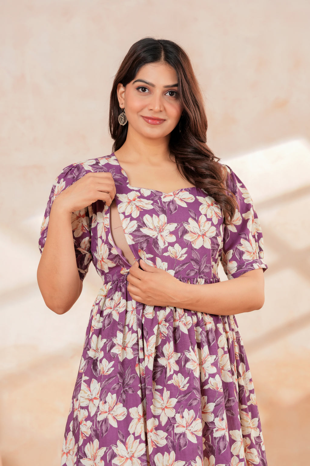 Lavender Blossom Floral Printed Maternity Kurta
