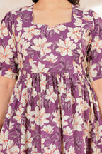 Lavender Blossom Floral Printed Maternity Kurta