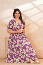 Lavender Blossom Floral Printed Maternity Kurta