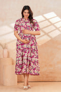 Rosy Bloom Floral Tiered Printed Maternity Kurta