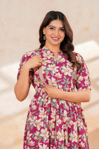 Rosy Bloom Floral Tiered Printed Maternity Kurta