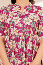 Rosy Bloom Floral Tiered Printed Maternity Kurta