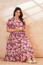 Rosy Bloom Floral Tiered Printed Maternity Kurta